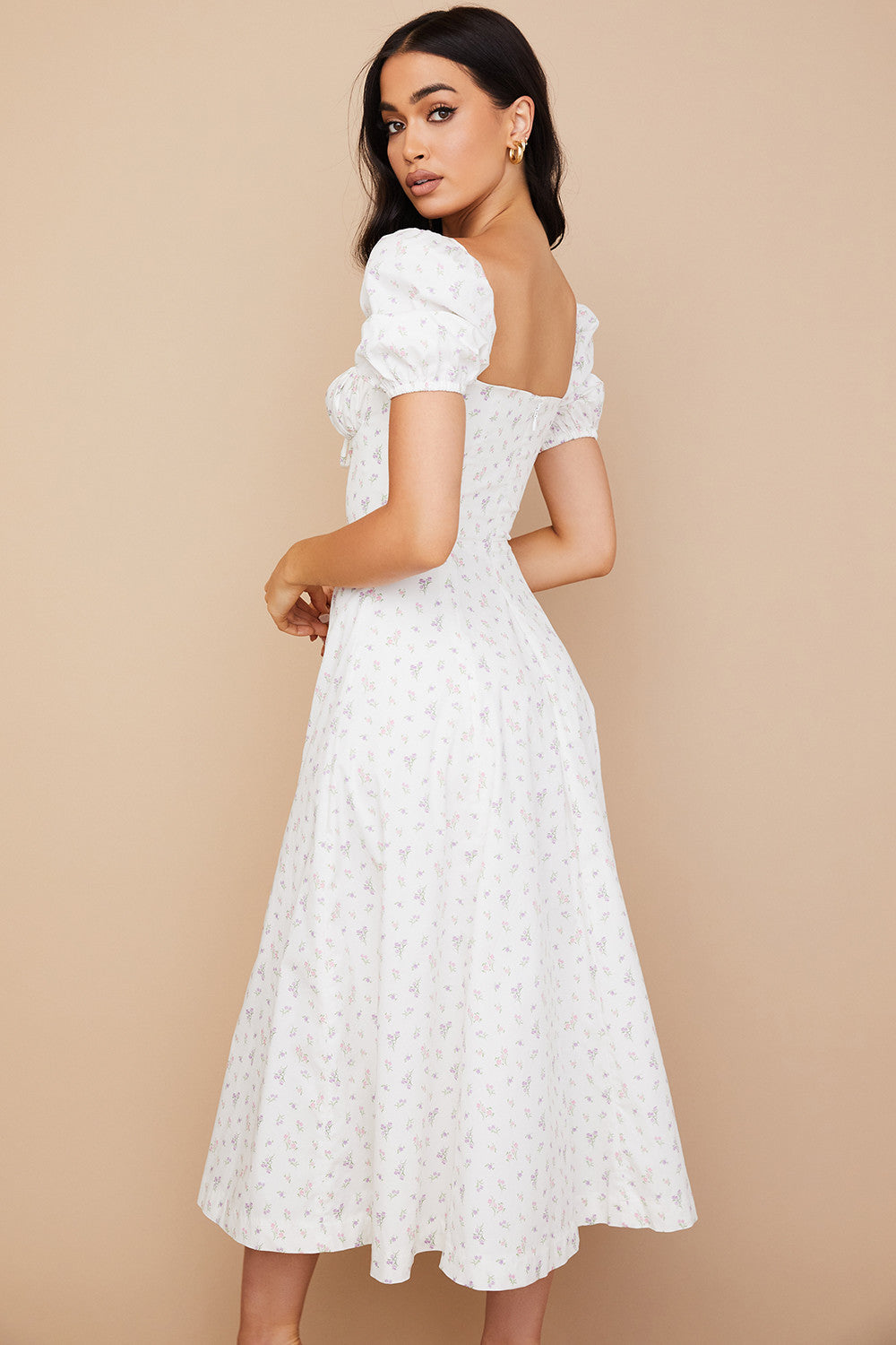 Ailene™ - 花朵泡泡袖連衣裙