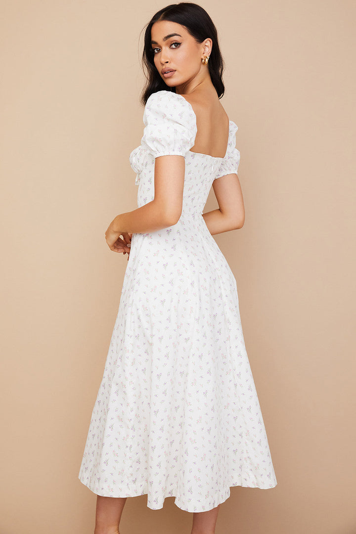 Ailene™ - 花朵泡泡袖連衣裙